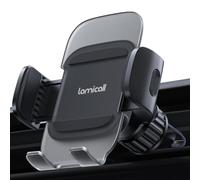 Lamicall Car Vent Phone Holder - [Quick Spring Clip] Car Phone Mount with Metal Hook, Universal Air Vent Cradle for iPhone 17 16 15 14 Pro Max Plus Air Mini, S25, 4-7” Phone - Dark Black