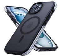 Lamicall Case for iPhone 15 for MagSafe, [Real Airbag] Megnetic Phone Case for iPhone 15, 12 FT Military Grade Shockproof Bumper, Protective Translucent Hard Slim Cover 6.1” - Black