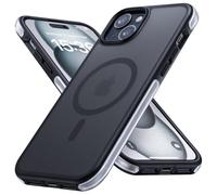 Lamicall Case for iPhone 15 Plus for MagSafe, [Real Airbag] Megnetic Phone Case for iPhone 15 Plus, 12 FT Military Grade Shockproof Bumper, Protective Translucent Hard Slim Cover 6.7” - Black