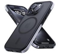 Lamicall Case for iPhone 15 Pro for MagSafe, [Real Airbag] Megnetic Phone Case for iPhone 15 Pro, 12 FT Military Grade Shockproof Bumper, Protective Translucent Hard Slim Cover 6.1” - Black