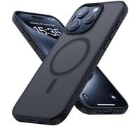 Lamicall Case for iPhone 15 Pro Max for Magsafe, [Anti-Slip Edge] Magnetic Phone Case for iPhone 15 Pro Max, Military Grade Shockproof Bumper, Protective Translucent Matte Hard Slim Cover 6.7” - Black
