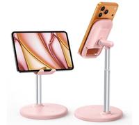 Lamicall Cell Phone Stand for Desk - [Height & Angle Adjustable] Mobile Phone Desktop Holder, Sturdy Base Phone Stand for iPhone 17 16 15 14 13 Pro Max Plus Air Mini, S26, 4"-8" Mobile Phones - Pink