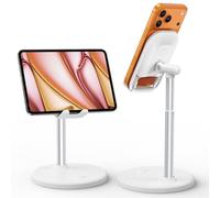 Lamicall Cell Phone Stand for Desk - [Height & Angle Adjustable] Mobile Phone Desktop Holder, Sturdy Base Phone Stand for iPhone 17 16 15 14 13 Pro Max Plus Air Mini, S26, 4"-8" Mobile Phones - White
