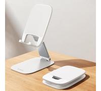 Lamicall Cell Phone Stand for Desk - [Ultra-Thin] Foldable Mobile Phone Holder, Height Adjustable Phone Stand for iPhone 17 16 15 14 13 Pro Max Plus Air Mini, S25 S24, 4"-8" Mobile Phones - White