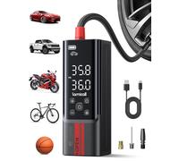 Lamicall Cordless Tyre Inflator Air Compressor - [Metal Cylinder] 150PSI Electric Pump with Digital Dual-Value Display, Portable Air Pump for Car Motorcycle Bike Balls, with Long Hose, Silicone Case