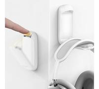 Lamicall Headphone Holder Hook for Desk - [Dual Spring] Foldable Headphone Hanger, Adhesive Gaming Headset Hanger Under Desk, Earphone Hook with Silicone Pad for Beats, Sennheiser, HyperX, etc - White