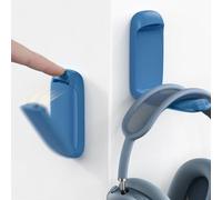 Lamicall Headphone Holder Hook for Desk - [Dual Spring] Foldable Headphone Hanger, Adhesive Gaming Headset Hanger Under Desk, Earphone Hook with Silicone Pad for Beats, Sennheiser, HyperX, etc - Blue