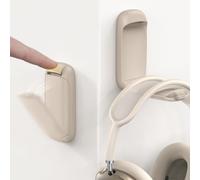 Lamicall Headphone Holder Hook for Desk - [Dual Spring] Foldable Headphone Hanger, Adhesive Gaming Headset Hanger Under Desk, Earphone Hook with Silicone Pad for Beats, Sennheiser, HyperX, etc - Khaki