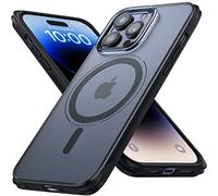 Lamicall iPhone 14 Pro Magnetic Case for MagSafe, [Drop-Proof Corner] Shockproof Bumper, Anti-Fingerprint Translucent Frosted Texture, Slim Hard Protective Cover for iPhone 14 Pro 6.1” - Black