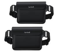 Lamicall IPX8 Waterproof Pouch Bag - [2 Pack] Universal Waterproof Waist Dry Bag with Adjustable Belt Strap, for Beach, Swimming, Boating, Fishing, Camping, Kayaking, Hiking, Fit up to 8.7” - Black