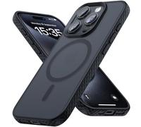 Lamicall Magnetic Case for iPhone 15 Pro for Magsafe, [Anti-Slip Edge] Military Grade Shockproof Bumper, Drop-Proof Airbag, Protective Translucent Matte Hard Slim Cover for iPhone 15 Pro 6.1” - Black