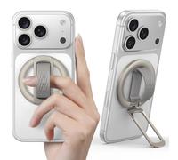 Lamicall Magnetic Finger Grip for MagSafe - [Soft Silicone Grip] Magnetic Phone Stand Kickstand, Magnet Phone Ring Holder for iPhone 17/16/15/14/13, Other Use Metal Ring - Titanium Color