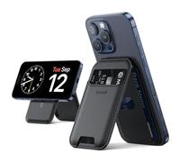 Lamicall Phone Card Holder with Magsafe Wallet Stand - [Ultra Light] Premium Vegan Leather & 3 Card Case Slots, Magnetic Card Holder for iPhone 17 16 15 14 13 Air Pro Max Plus & MagSafe Case - Black