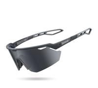 Lamicall Polarized Cycling Sunglasses for Men Women - [24g Ultra-Light] UV400 Protection Sports Glasses for Running Driving Hiking with TR90 Frame, Adjustable Nose Pad & Bendable Temples - Grey Black