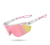 Lamicall Polarized Cycling Sunglasses for Men Women - [24g Ultra-Light] UV400 Protection Sports Glasses for Running Driving Ski with TR90 Frame, Adjustable Nose Pad & Bendable Temple - TransparentPink
