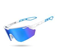 Lamicall Polarized Cycling Sunglasses for Men Women - [24g Ultra-Light] UV400 Protection Sports Glasses for Running Driving Hiking with TR90 Frame, Adjustable Nose Pad & Bendable Temples - WhiteBlue