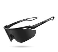 Lamicall Polarized Sports Sunglasses for Men Women - [24g Ultra-Light] 100% UV400 Protection Cycling Glasses for Running Driving Hiking with TR90 Frame, Adjustable Nose Pad & Bendable Temples - Black