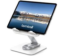 Lamicall Tablet Stand Holder for Desk - [360° Rotatable Metal Base] Adjustable iPad Stand, Foldable Desktop Tablet Stand for iPad Pro 13/12.9/11/10.5/9.7, Air mini 6 5 4, Switch, 4-13" Device - White