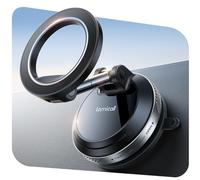 Lamicall Vacuum Magnetic Car Phone Holder, 70 LBS Suction Cup Car Mount for Magsafe 20x N52 Strong Magnets, 360° Rotatable Arm for iPhone 17 16 15 14 13 12 Pro Max Plus Air Mini Back of Screen -Sliver