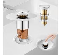 Lamiishop Sink Plug Replacement, bathroom sink plugs, Universal pop up sink plug with Basket Hair Catcher for wash basins, Drain Stopper for Bathtub/Kitchen, for 27-48mm Drain Holes-Silver