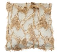 Lamina Grey and Natural Faux Fur Square Cushion, Luxe Ombre Design with Feather Filler, Faux Throw Cushion Premier Housewares Natural One Size