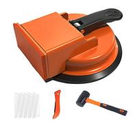 Laminate Floor Gap Repair Tool, 8-piece Floor Gap Fixer Tool Set - Laminate Repair Kit with Heavy-Duty Suction Cup, Grout Knife & Rubber Hammer for Wood, Tile Flooring (Orange)
