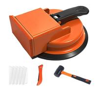 Laminate Floor Gap Repair Tool, 8-piece Floor Gap Fixer Tool Set - Laminate Repair Kit with Heavy-Duty Suction Cup, Grout Knife & Rubber Hammer for Wood, Tile Flooring (Orange)