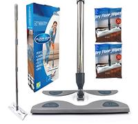 Laminate Floor Mop with Pack of 100 Dry Floor Wipes - Mops with Disposable Wipes That Attract Dust from Laminated, Tiled, Wooden, and Vinyl Floorings, Easy Clean Flat Mop Set Static Sweeper Kit