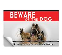 Laminated adhesive Beware of the dog belgian shepherd