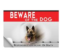 Laminated adhesive Beware of the dog belgian shepherd