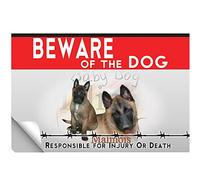 Laminated adhesive Beware of the dog belgian shepherd