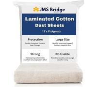 Laminated Cotton Dust Sheets for Decorating & Painting 12' x 9' (3.6m x2.7m) |Drop Cloth |Paint Sheets | Painting & Paint Cover Sheets | Dust Sheets for Furniture | Reusable