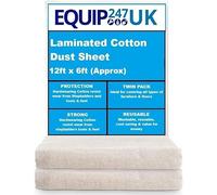 Laminated Cotton Dust Sheets for Decorating & Painting, 12ft x 6ft, Plastic Polythene Backing (3)