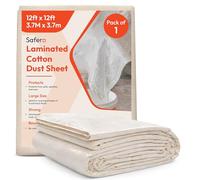 Laminated Cotton Dust Sheets for Decorating & Painting Size 12 feet X 12 feet | Paint Cover Sheets Backed with Plastic Polythene Sheeting | Drop Cloth for Painting, Furniture, Floor, StairCase