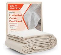 Laminated Cotton Dust Sheets for Decorating & Painting Size 12ft X 9ft | Paint Cover Sheets Backed with Plastic Polythene Sheeting | Drop Cloth for Painting, Furniture, Floor, StairCase