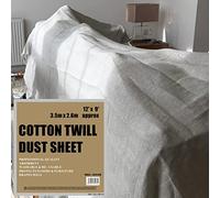 Laminated Cotton Dust Sheets for Painting & Decorating | Polythene Backed Drop Cloths | Reusable Paint Cover Sheets for Furniture, Floor, DIY (Recycled Cotton Twill, 12ft x 9ft - 3.50m x 2.60m)
