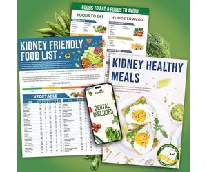 Laminated Kidney Friendly Food List Chart for CKD & Dialysis, Renal Diet | Low Sodium, Potassium & Oxalate Foods, Daily Meal Planning, Recipes & Grocery Support for Kidney Health