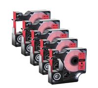 Laminated Label 12mm 5Pcs Compatible with LabelPoint 100 150 Printers Compatible with D1 45017 Black On Red Standard Tape Labels