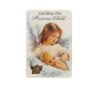 Laminated Prayer Card with Foil Stamp 8.5cm x 5.5cm - Bless this Child Blue 8375