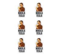 Laminated Stickers: 50 mm, Pack of 6 - Nikola Tesla Weatherproof Stickers for Electronics Professionals