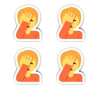 Laminated Stickers: 75 mm, Pack of 4 Large Face Palm Emoji Stickers, Weatherproof