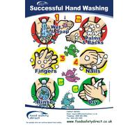 Laminated Successful Hand Washing Poster (A4 Size)