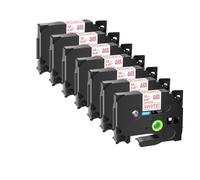 Laminated Tape 7PK TZe231 TZe335 251 TZ221 6mm 9mm 12mm 18mm 24mm Compatible with Label Printers(Red on White)