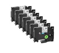 Laminated Tape 7PK TZe231 TZe335 251 TZ221 6mm 9mm 12mm 18mm 24mm Compatible with Label Printers(White on Clear)