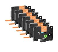 Laminated Tape 7PK TZe231 TZe335 251 TZ221 6mm 9mm 12mm 18mm 24mm Compatible with Label Printers(White on Orange)
