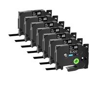 Laminated Tape 7PK TZe231 TZe335 251 TZ221 6mm 9mm 12mm 18mm 24mm Compatible with Label Printers(White on Black)