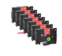 Laminated Tape 7PK TZe231 TZe335 251 TZ221 6mm 9mm 12mm 18mm 24mm Compatible with Label Printers(White on red)
