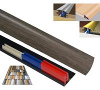 Laminated Threshold Strip Clip System 38mm x 90cm Multi-Height & Pivot Self Adhesive Easy Fit (Dark Grey)