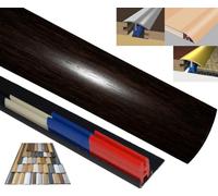 Laminated Threshold Strip Clip System 38mm x 90cm Multi-Height & Pivot Self Adhesive Easy Fit (Dark Oak)