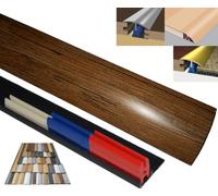 Laminated Threshold Strip Clip System 38mm x 90cm Multi-Height & Pivot Self Adhesive Easy Fit (Distressed Oak)